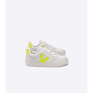 Veja V-10 MALHA BRANCO ALUMINIO Kids' Shoes White/Green | NZ 794NWY